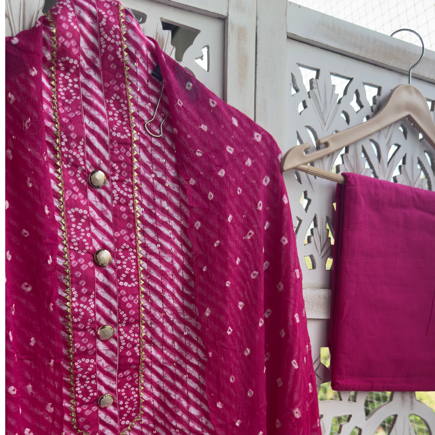 Cotton Suit- D080- HOT PINK