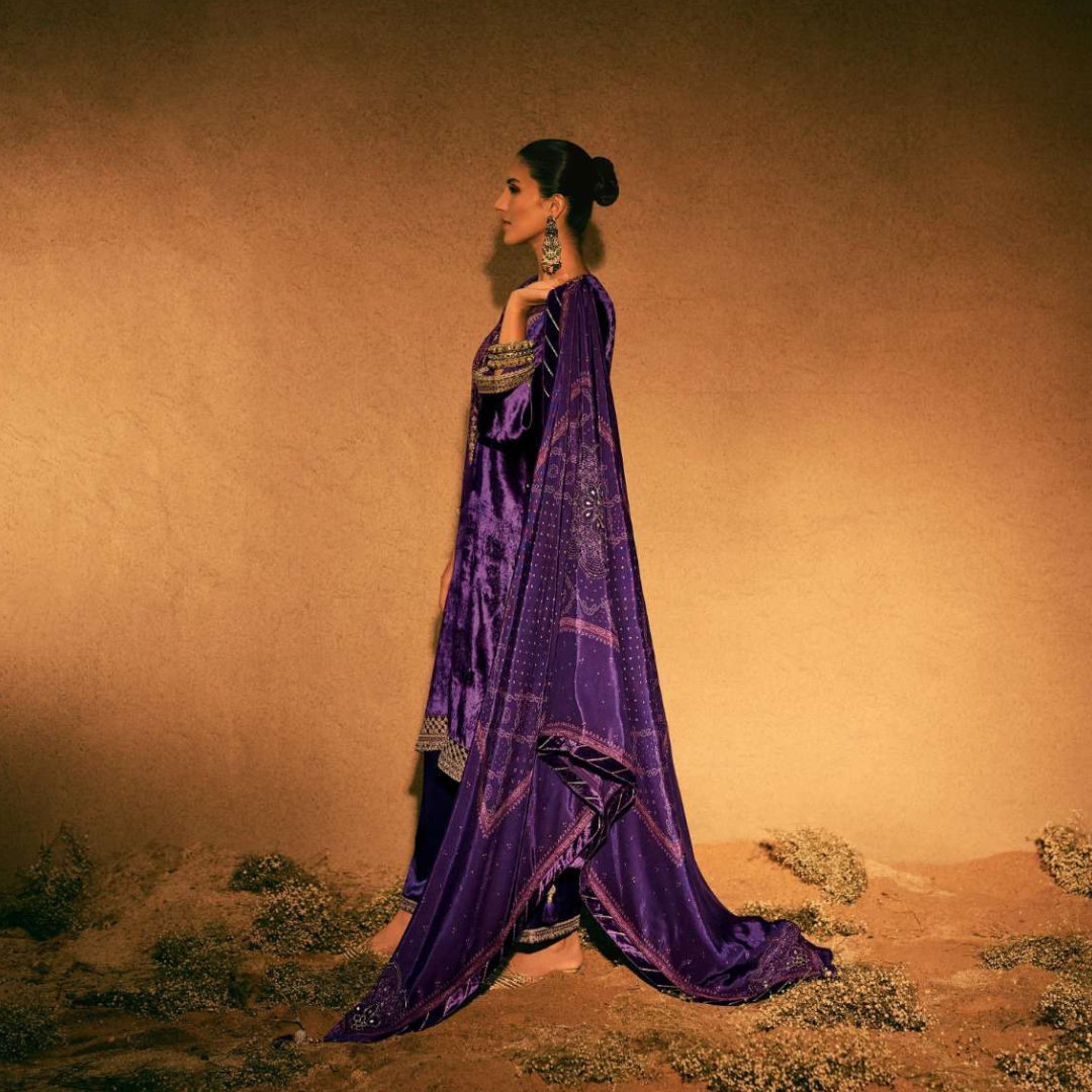 Velvet suit- Purple- E096