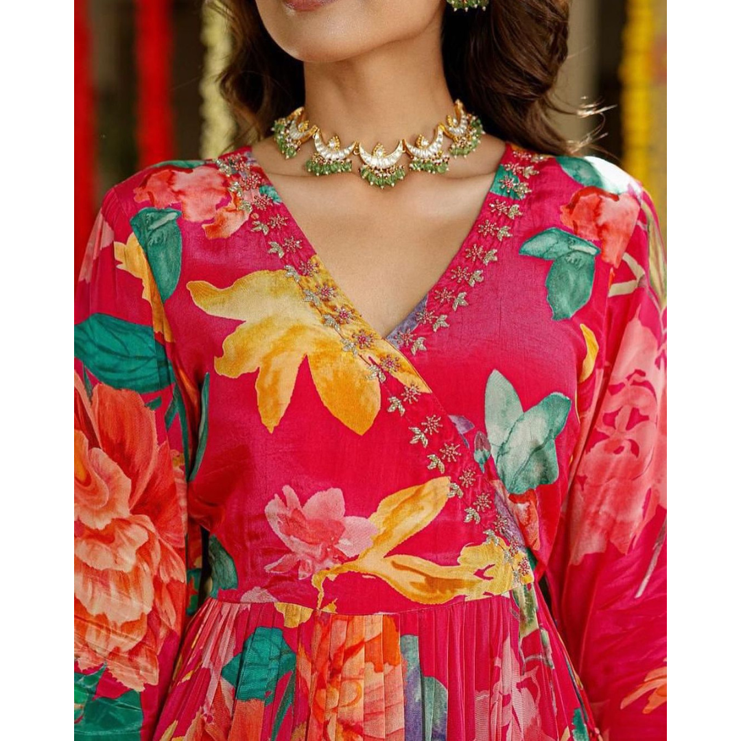 Angrakha nyra cut crepe suit-pink- R025P