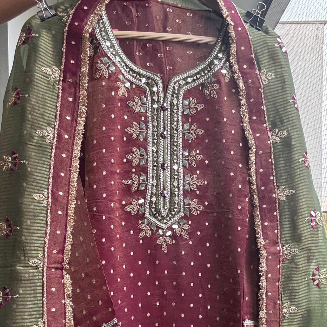 Pure Banarasi Tissue suit- E069
