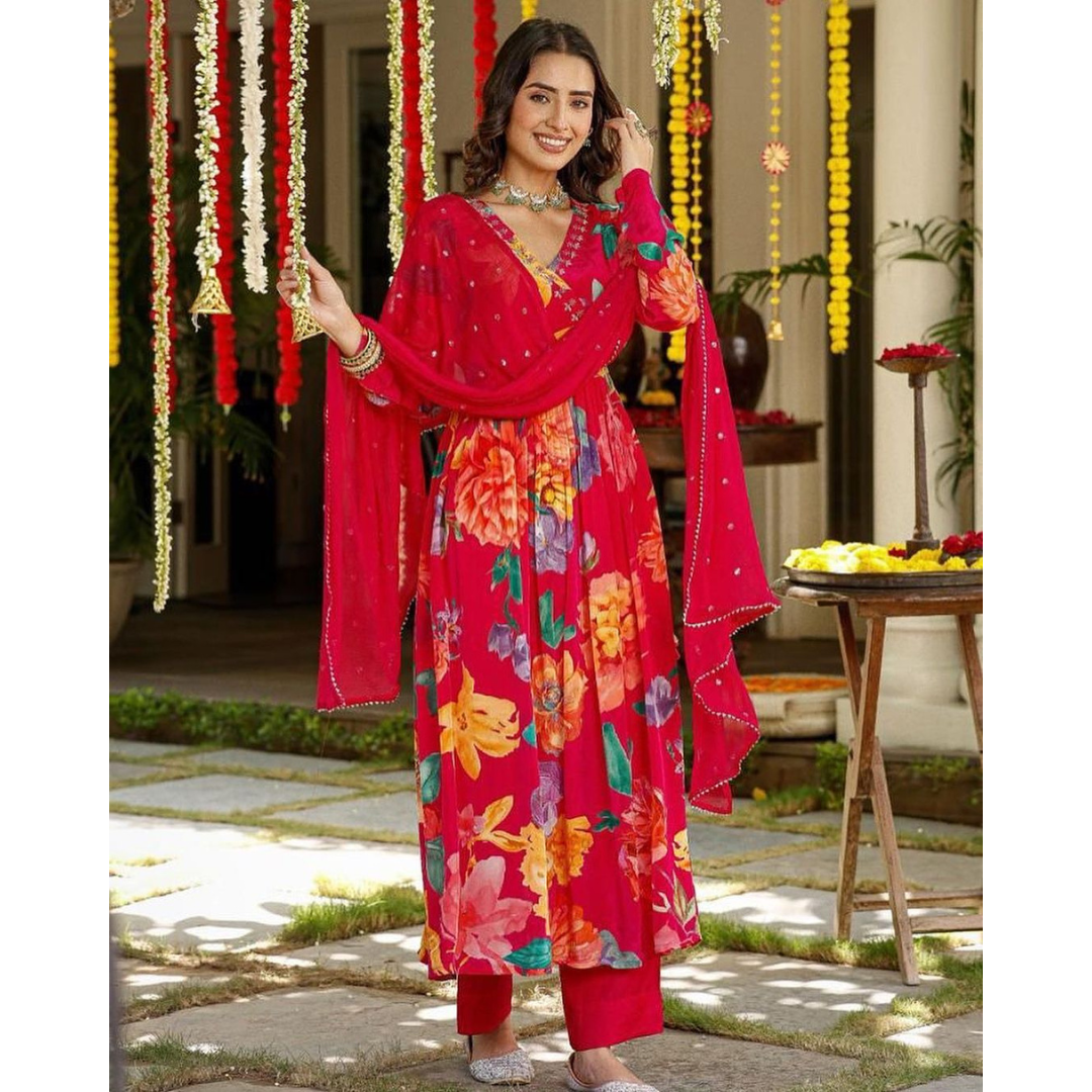 Angrakha nyra cut crepe suit-pink- R025P