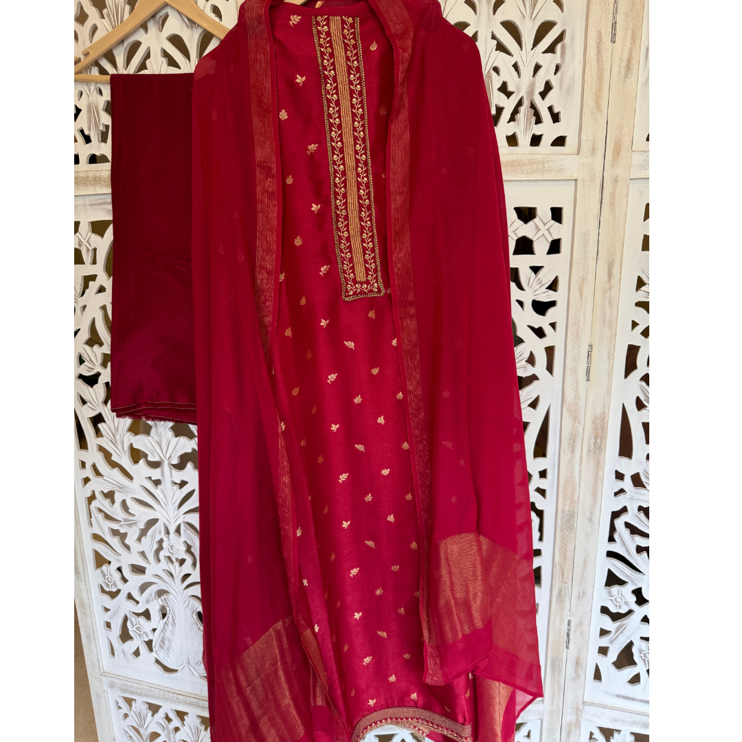 Silk jacquard suit- A099