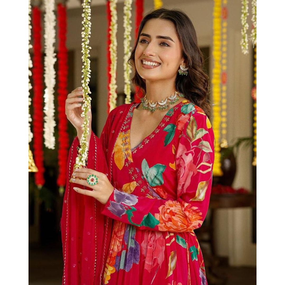 Angrakha nyra cut crepe suit-pink- R025P