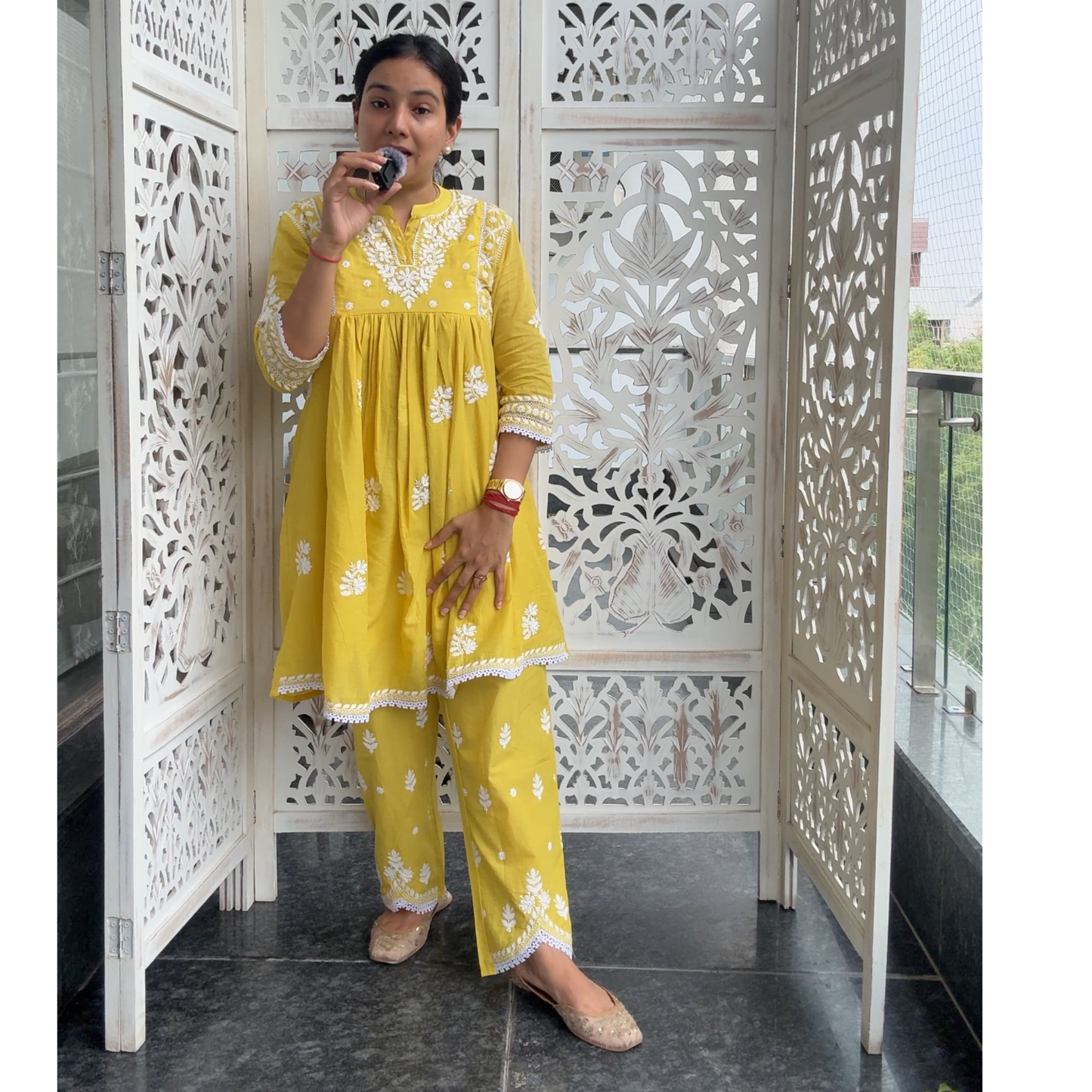 Cotton Mul Mul Kurta Pant Set- R116