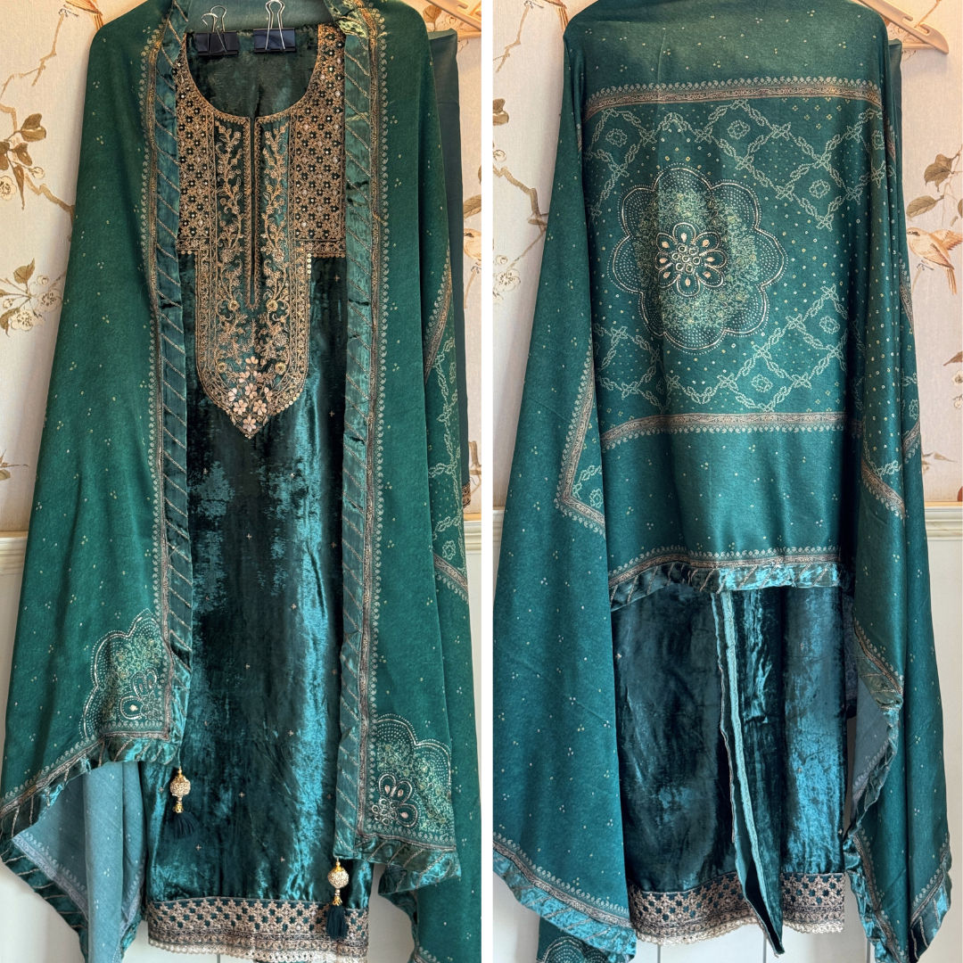 Velvet suit- Green- E094