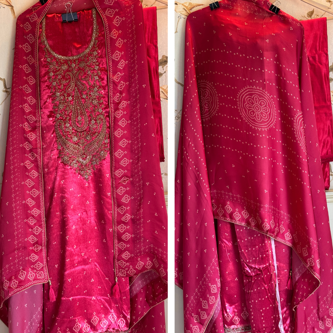 Velvet suits - Pinkish Red-B156