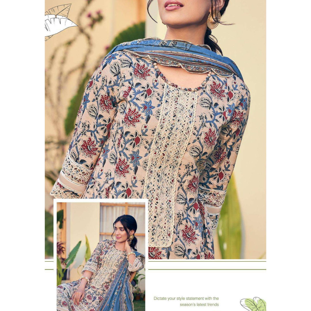 Cotton Block Printed Suit- D163B