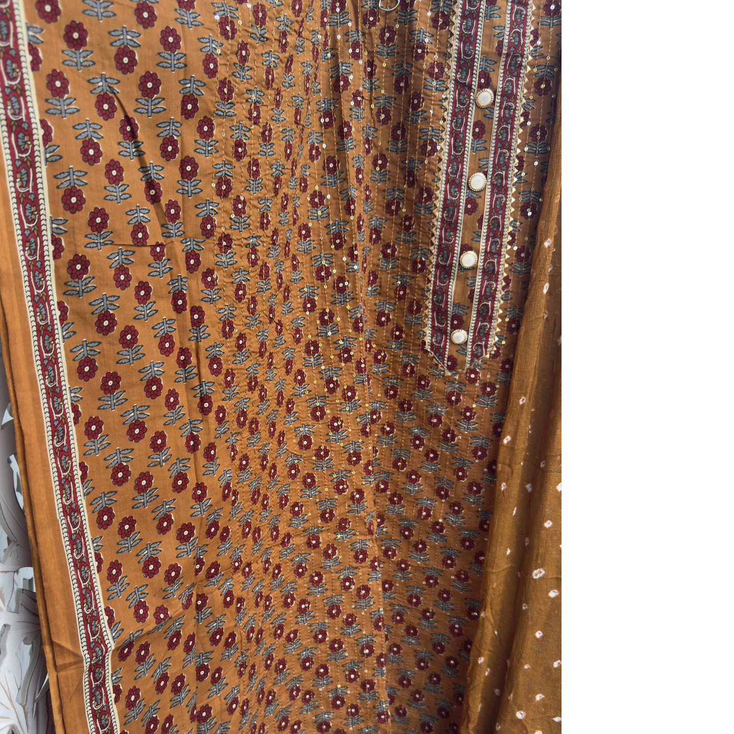 Cotton Suit- D080- Brown