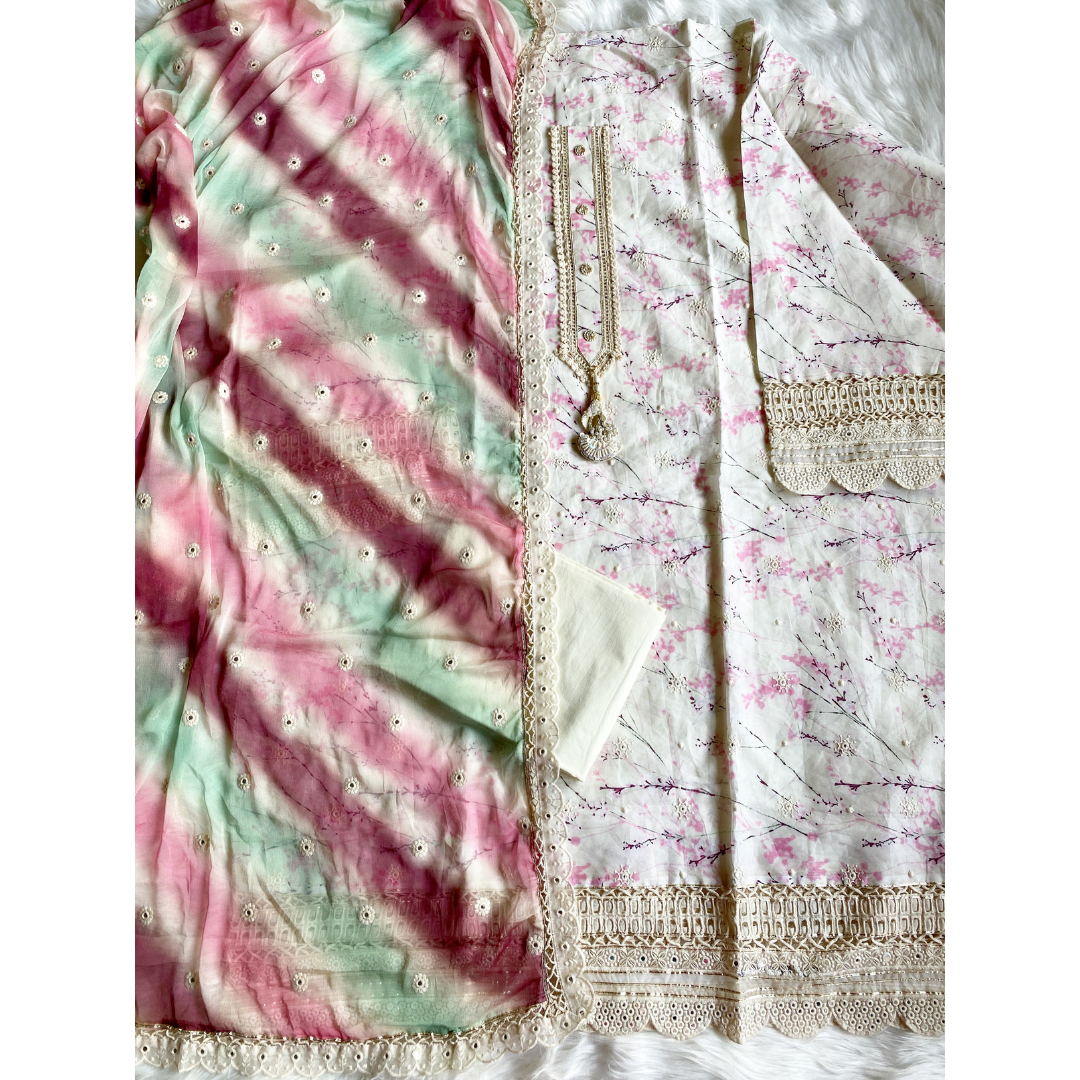 Off white Cotton Suit- D189