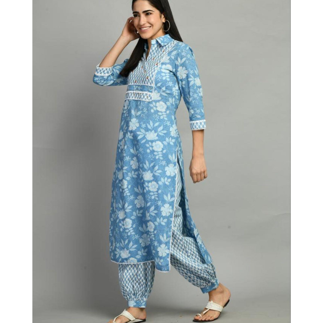 Cotton Suit with afghani pants-RE204