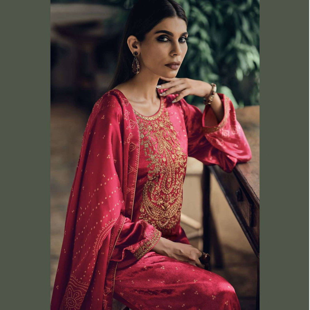 Velvet suits - Pinkish Red-B156