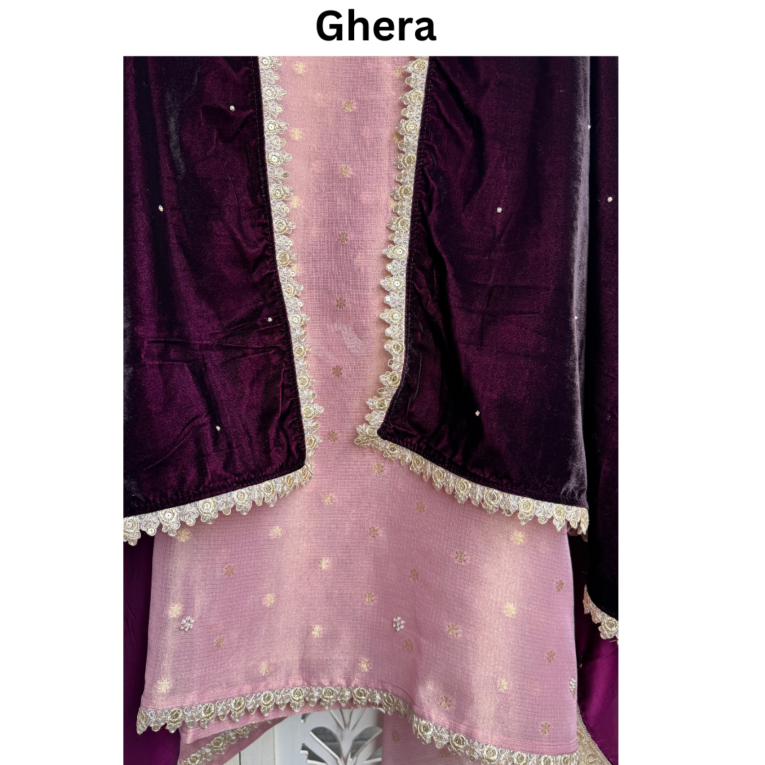 Banarasi tissue silk suit with Velvet Dupatta-E090