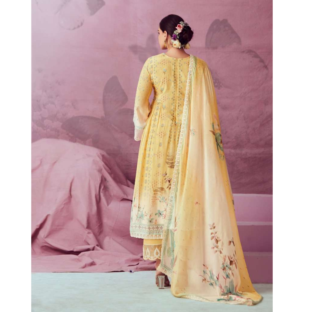 Designer Muslin Suit- Yellow- E009