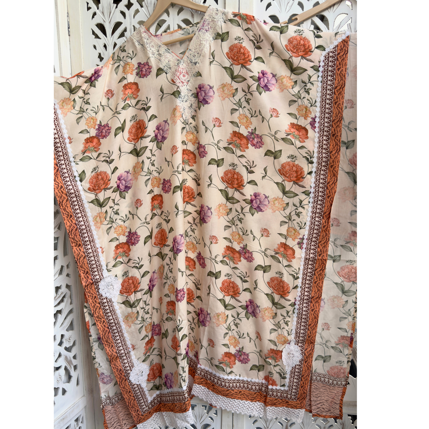 Unstitched Kaftan-D209 OFF WHITE