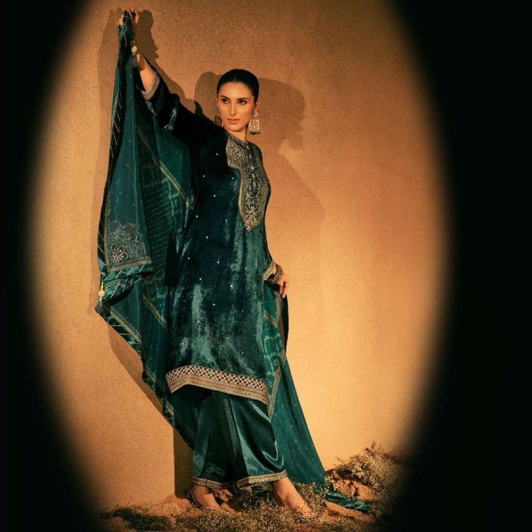 Velvet suit- Green- E094