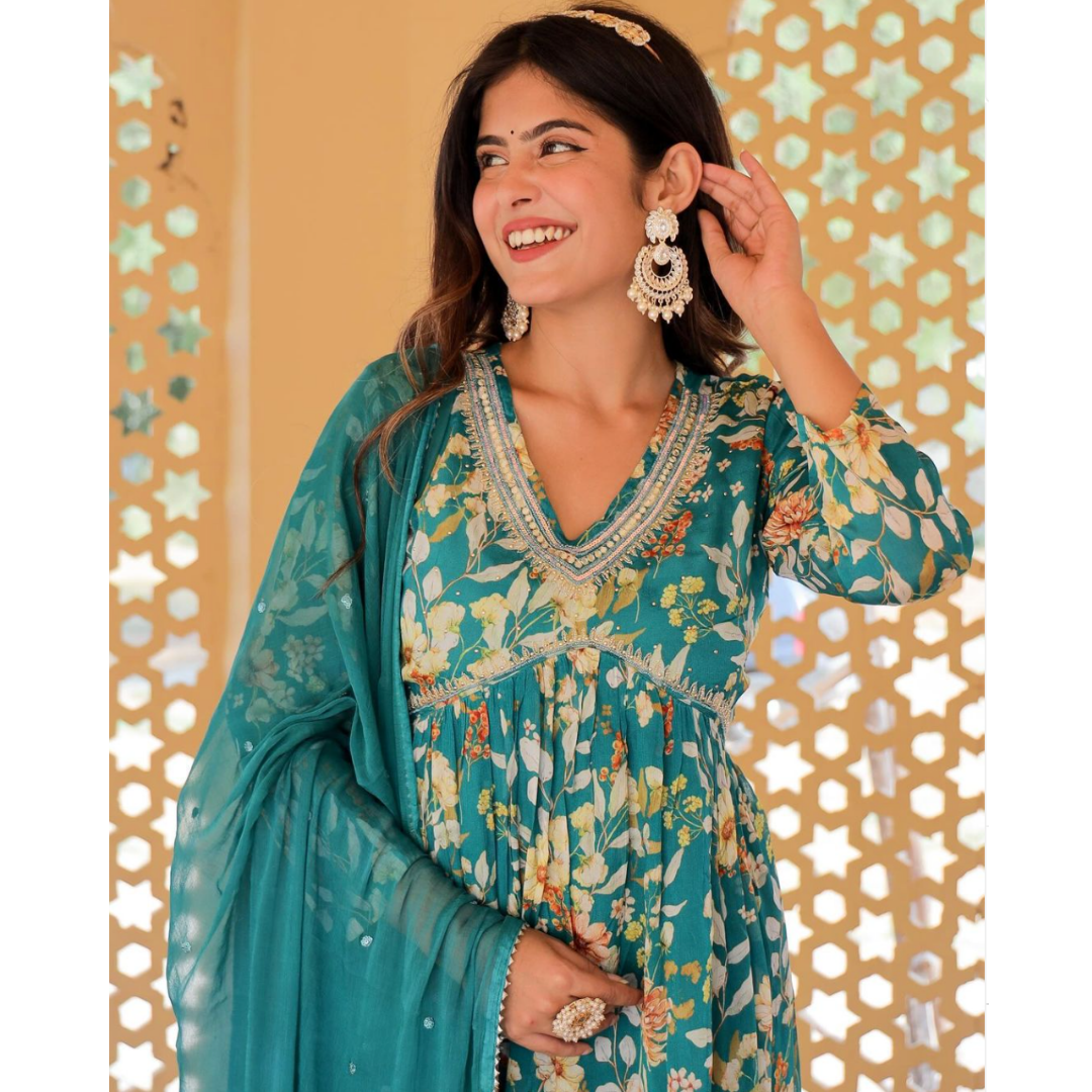 Chinon fabric nyra cut suit- R066