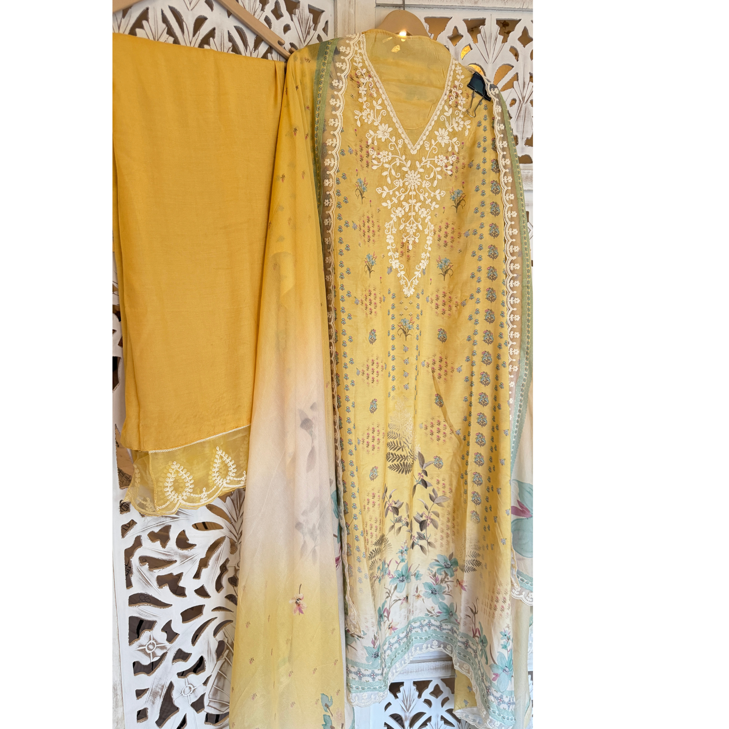 Designer Muslin Suit- Yellow- E009
