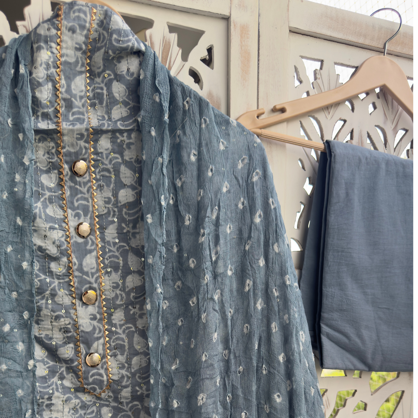 Cotton Suit- D080- grey