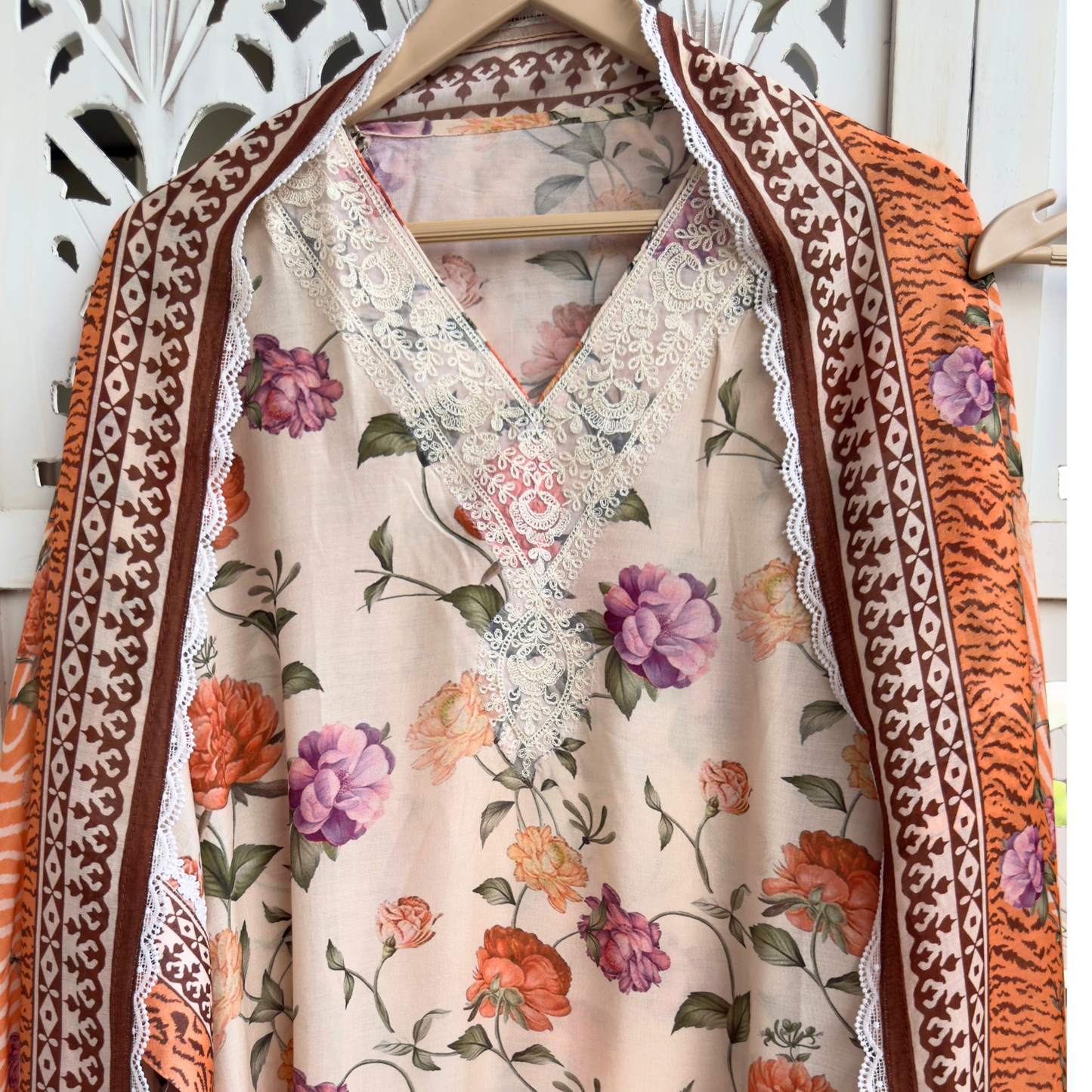 Unstitched Kaftan-D209 OFF WHITE