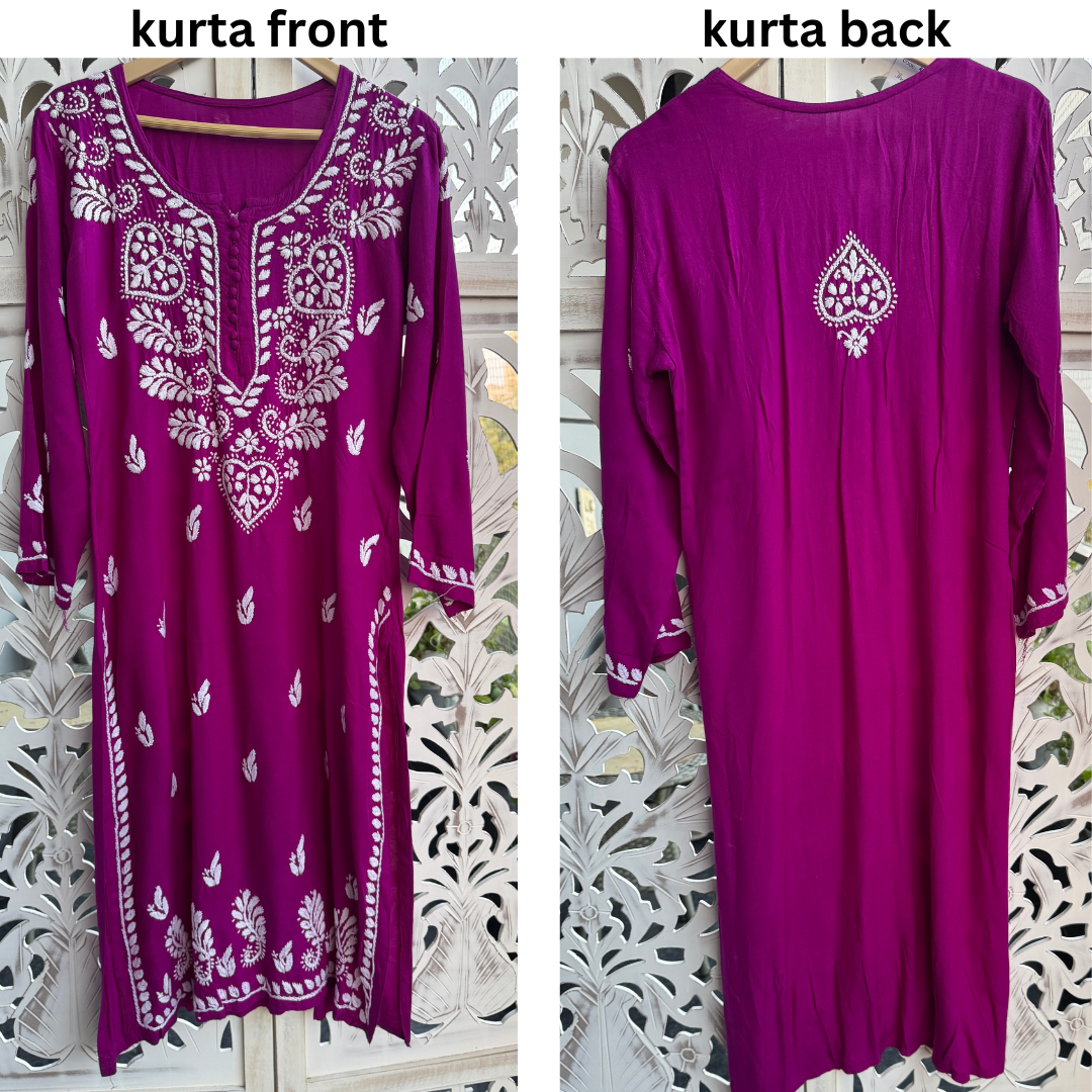 Kurta plazo Chikenkari set- CH040A