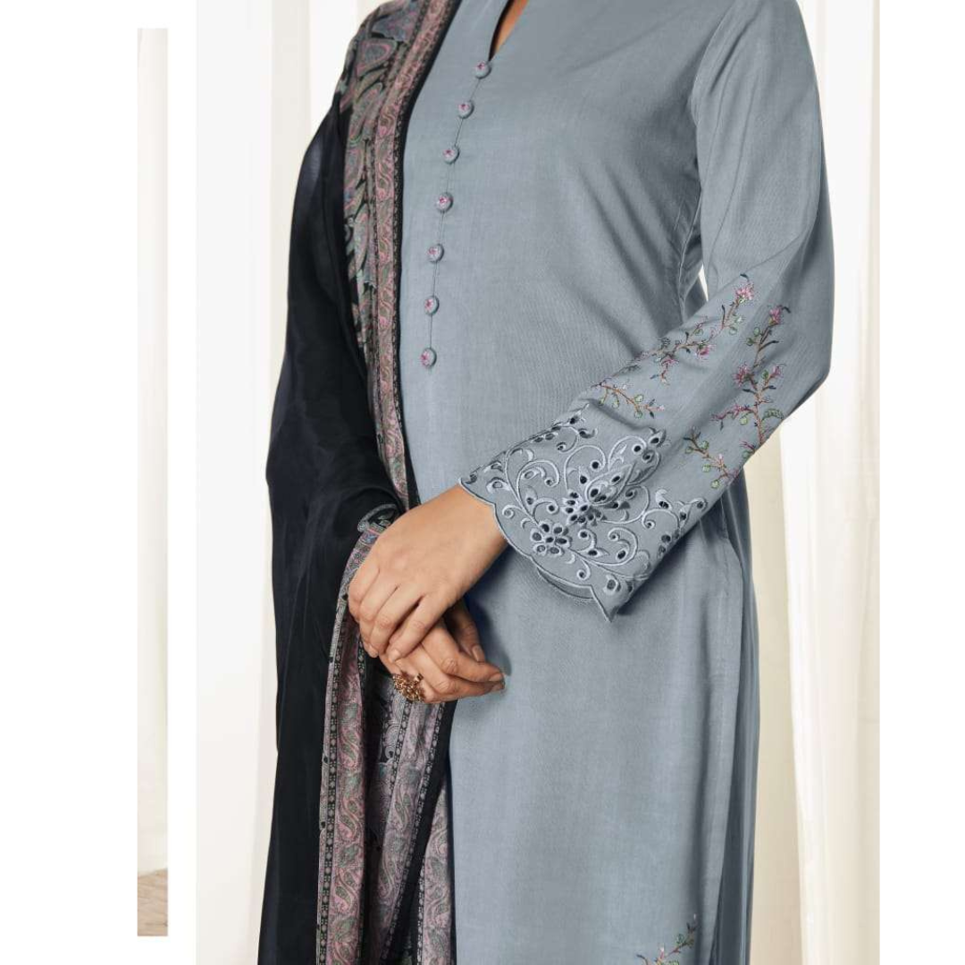 Modal Suit- grey black- D129