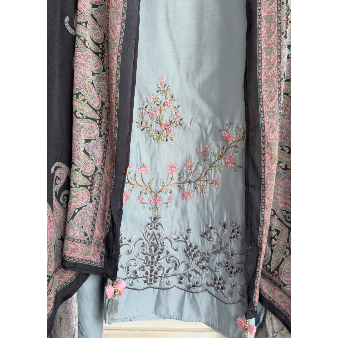 Modal Suit- grey black- D129