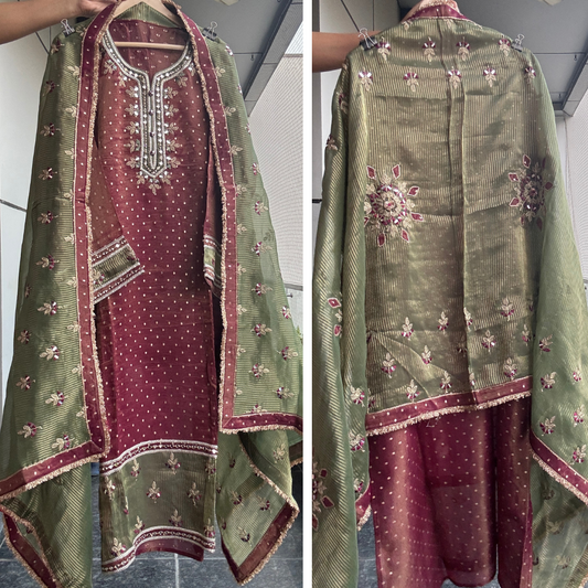 Pure Banarasi Tissue suit- E069