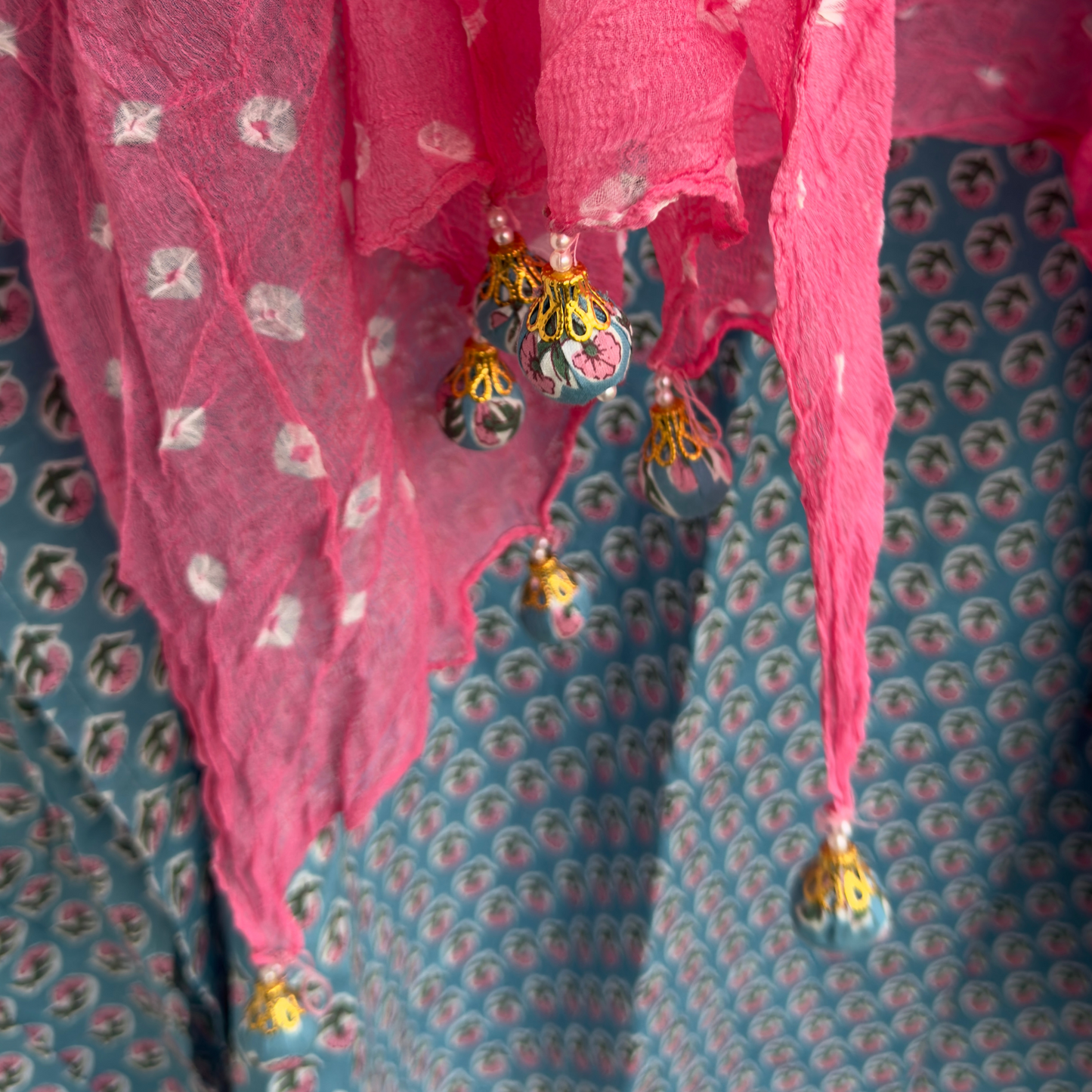 Cotton Suit- D080- Blue and pink