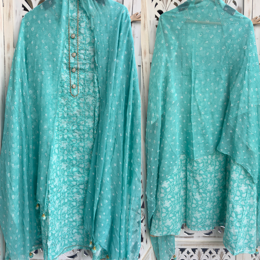 Cotton Suit- D080- Turquoise