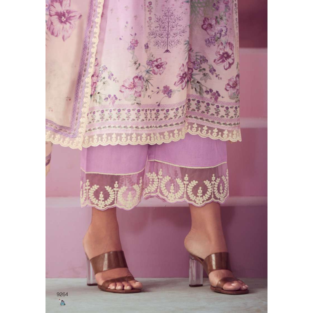 Designer Muslin Suit- Lilac- E010