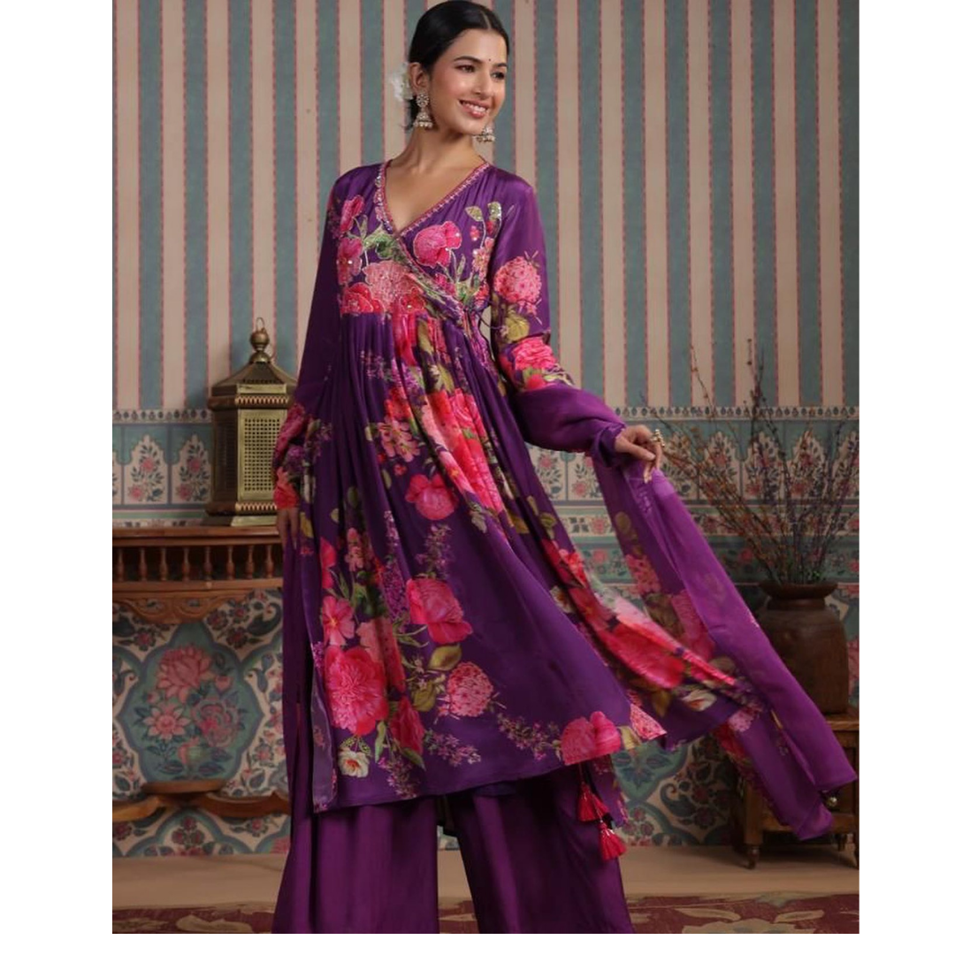 Crepe Anarkali Suit Set- R014
