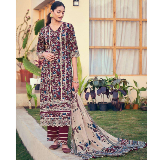 Cotton Block Printed Suit- D163E