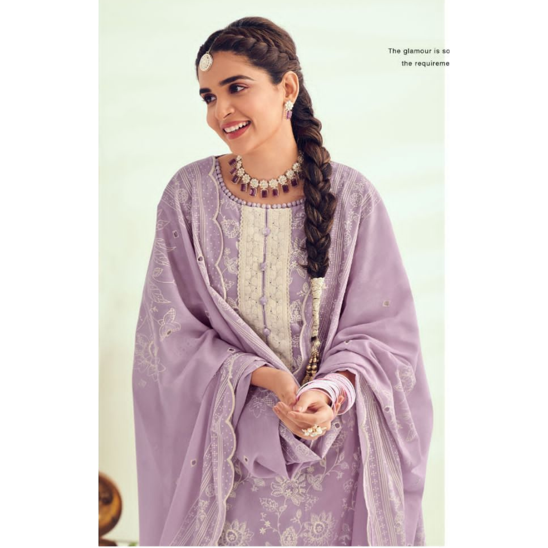 Designer Cotton Suits- Pastel Purple- D135