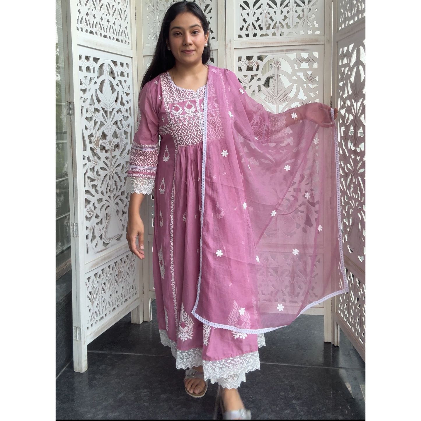 Mul Cotton Anarakali Suit set- R112