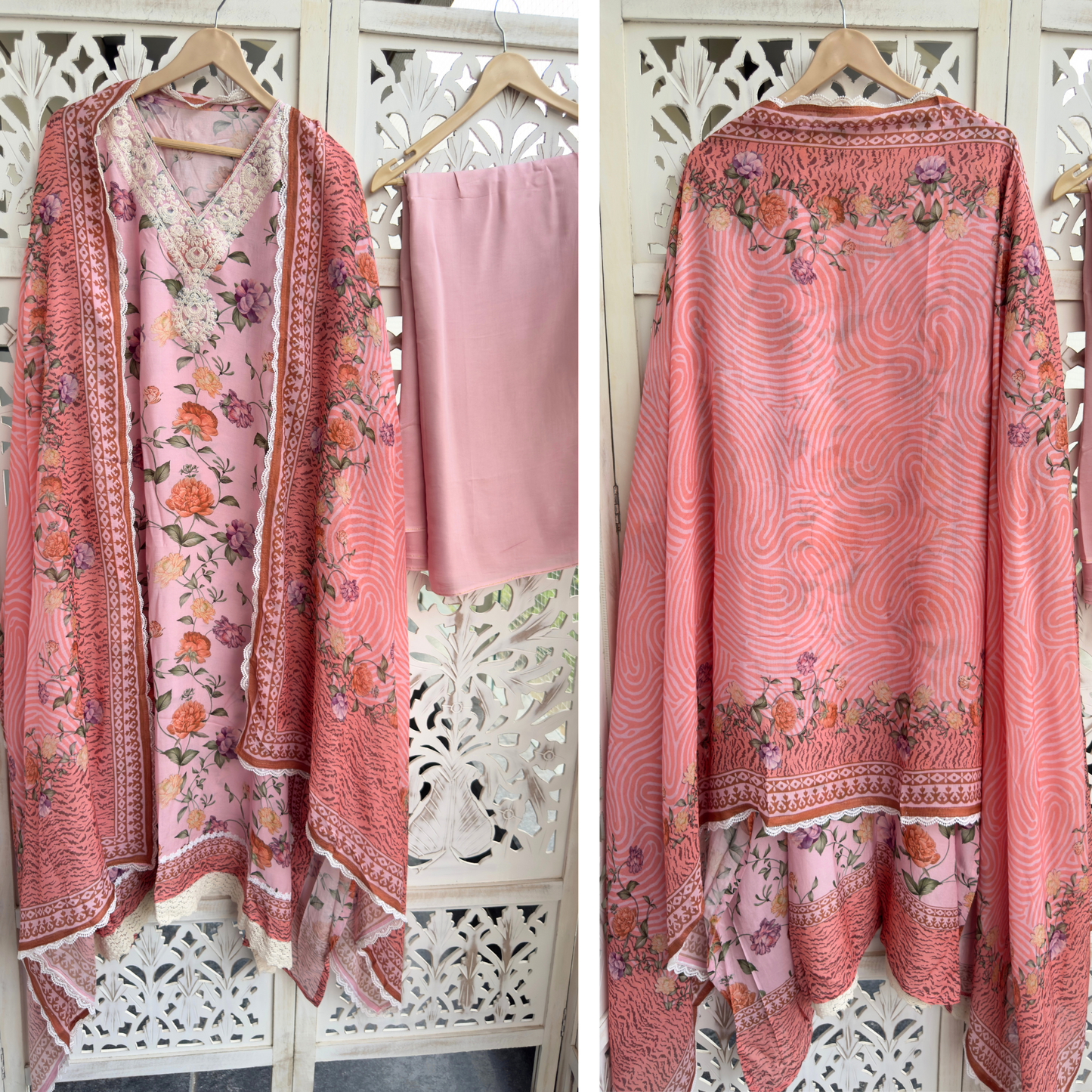 Unstitched Kaftan-D210 PINK