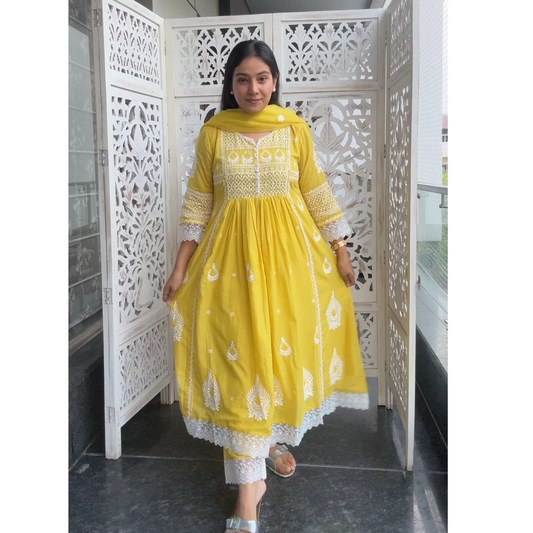 Mul Cotton Anarakali Suit set- R113