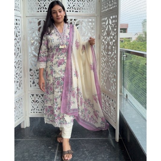 Cotton Straight Cut Suit set- R114