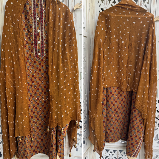 Cotton Suit- D080- Brown