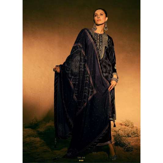 Velvet suit- Black- E095