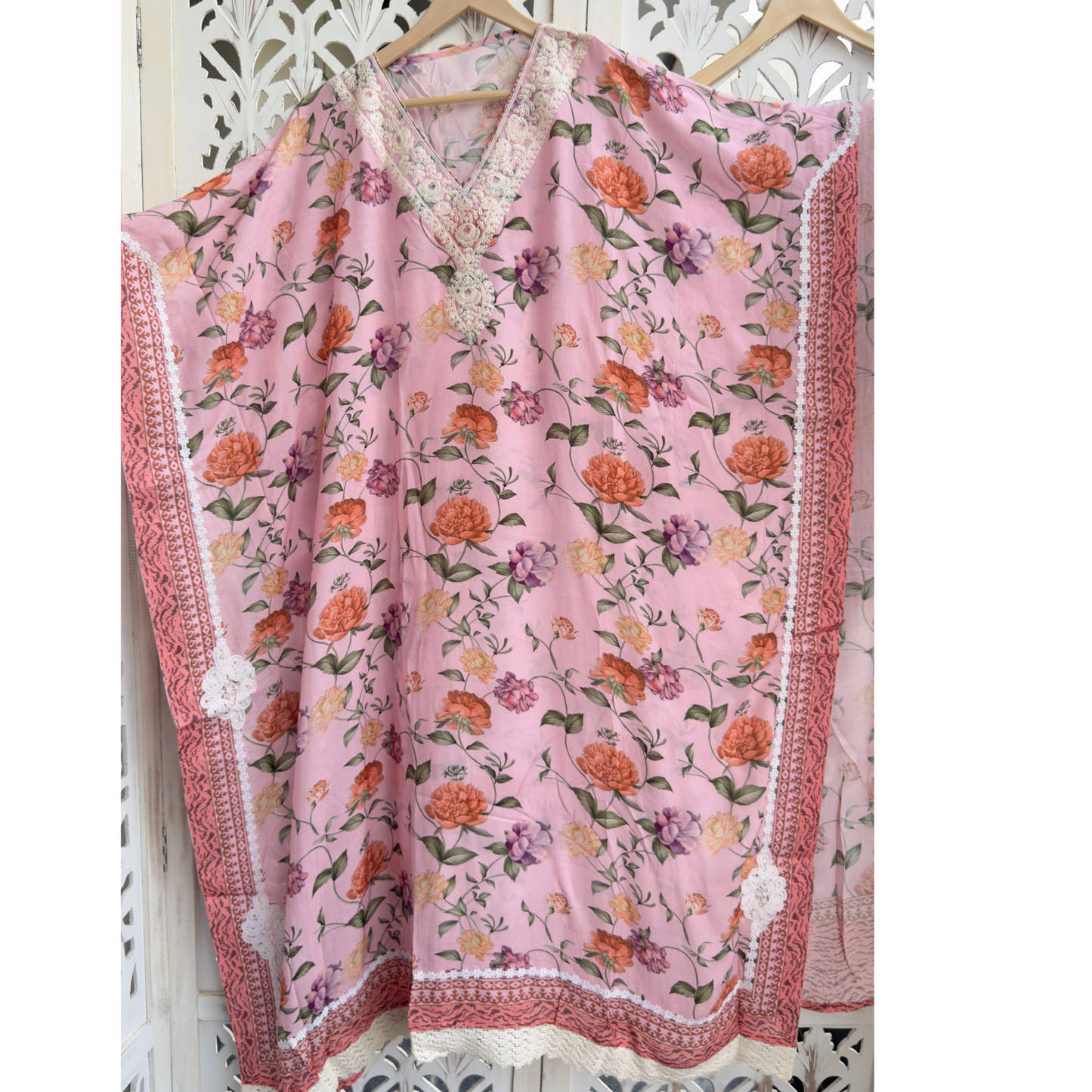 Unstitched Kaftan-D210 PINK