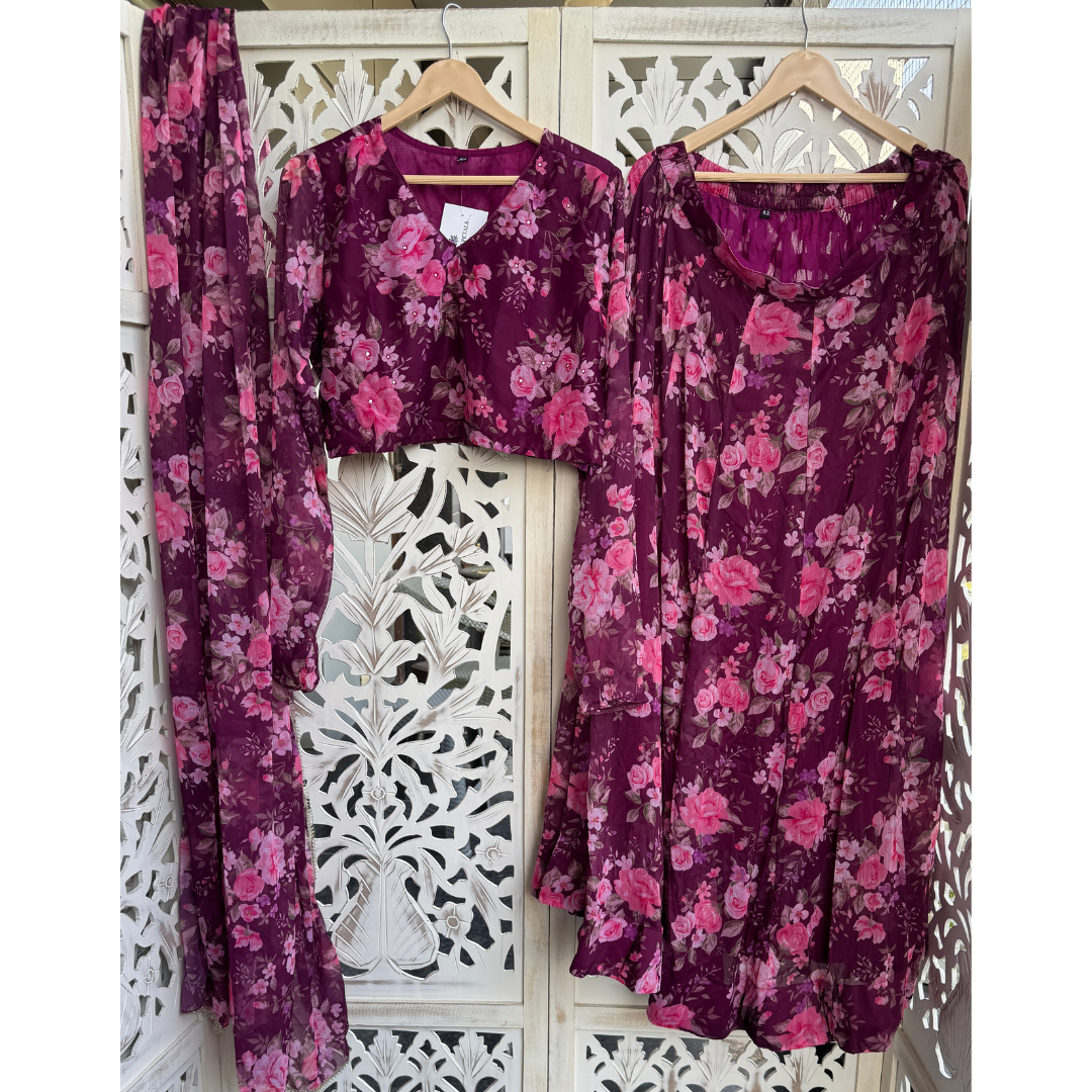 Chiffon lehanga choli Set- R063