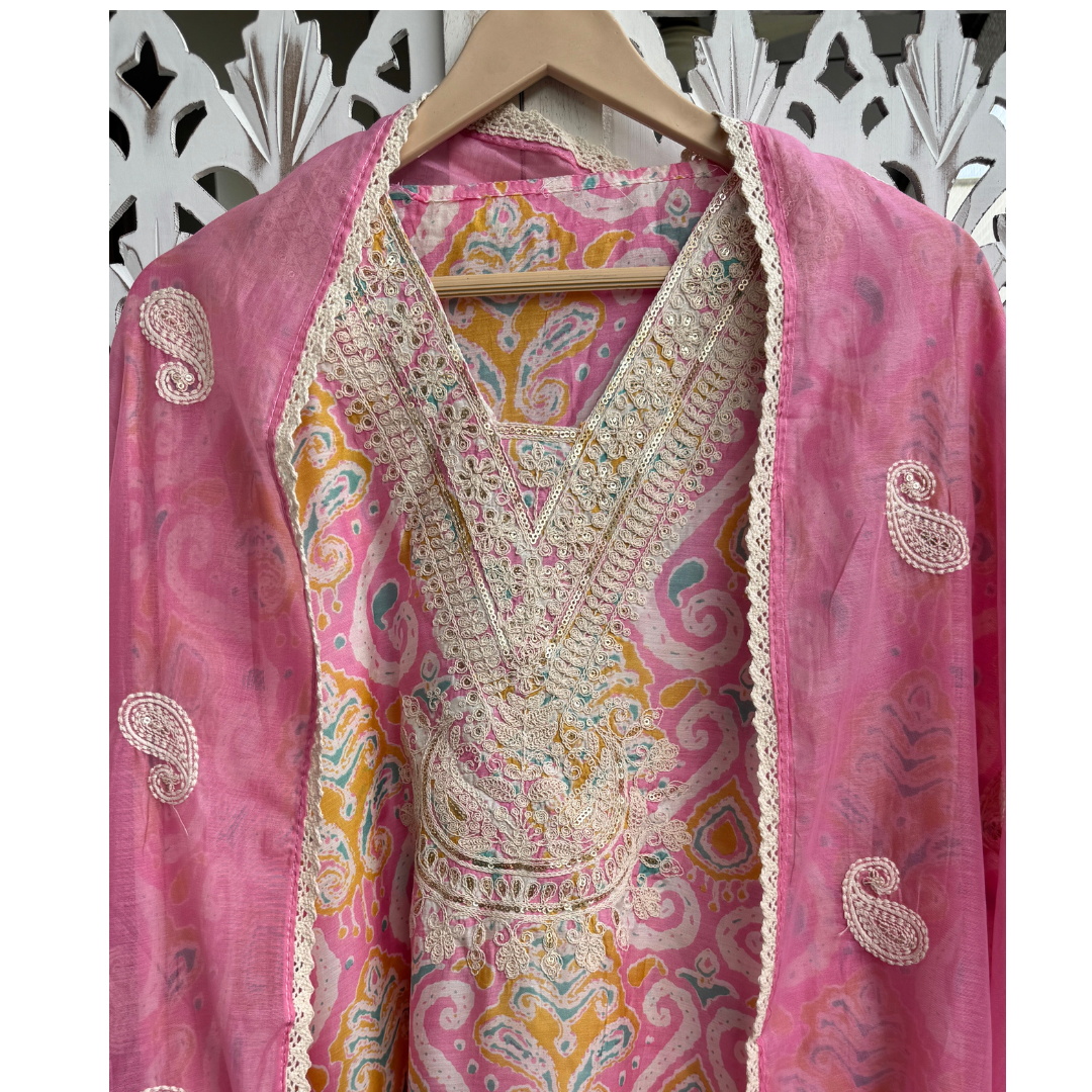 Ikat Muslin Suit- E017