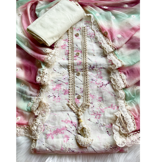 Off white Cotton Suit- D189