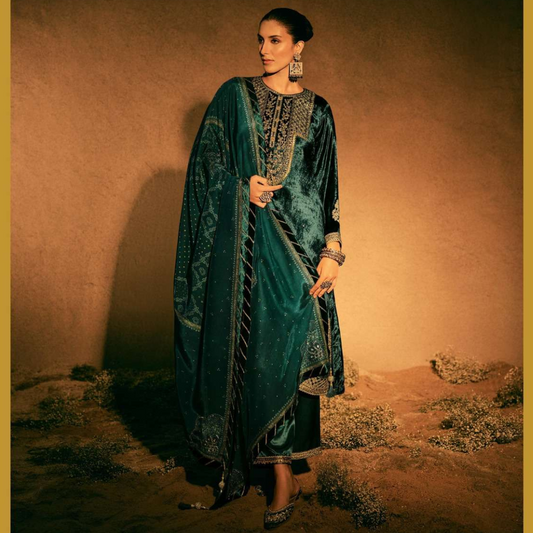 Velvet suit- Green- E094