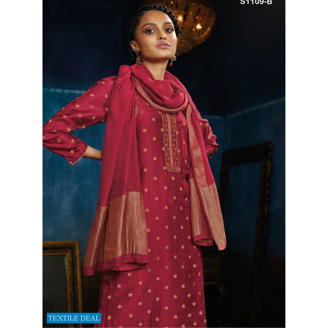 Silk jacquard suit- A099
