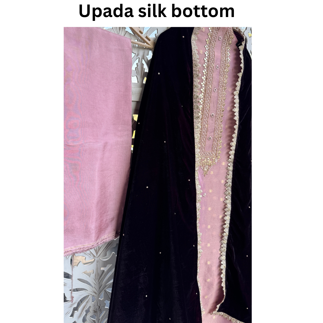 Banarasi tissue silk suit with Velvet Dupatta-E090