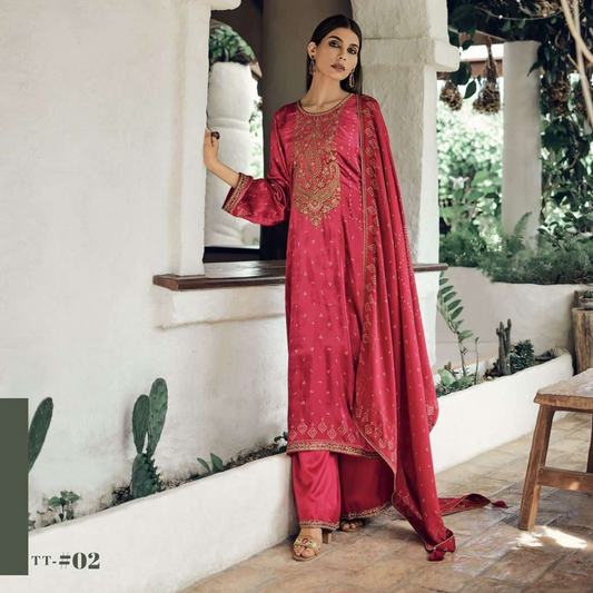 Velvet suits - Pinkish Red-B156