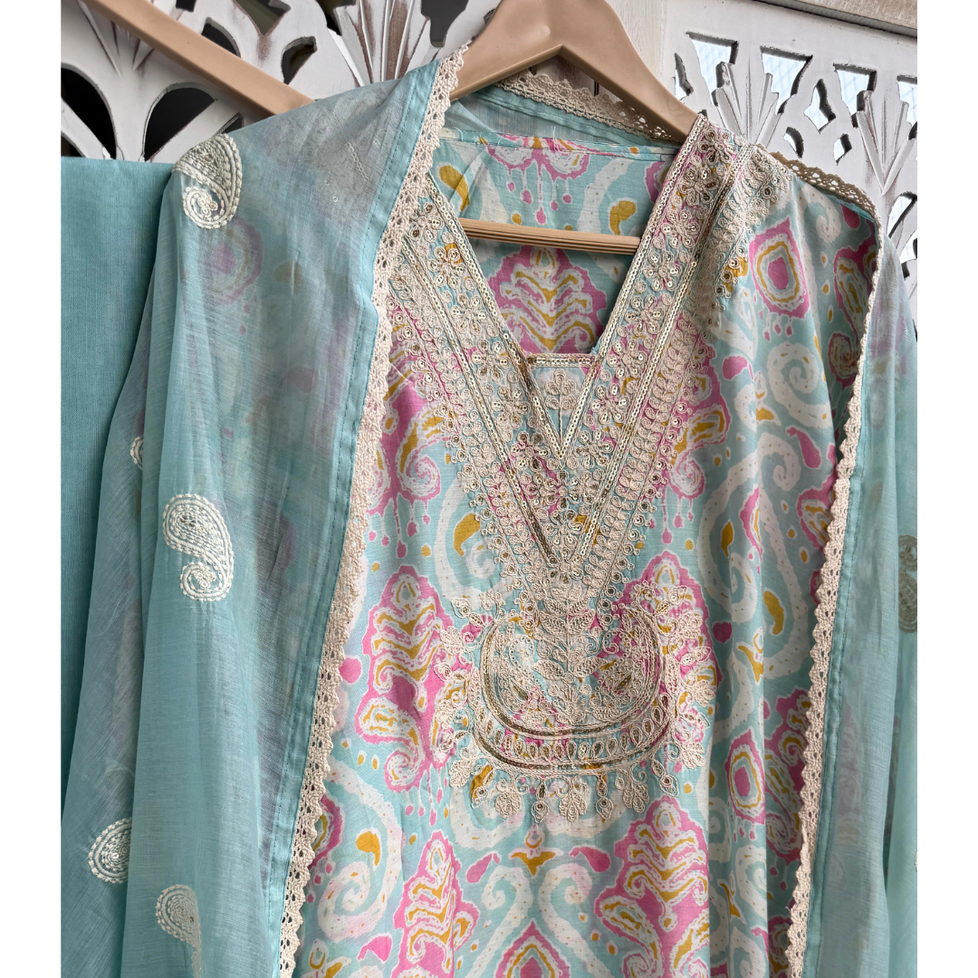 Ikat Muslin Suit- E017B