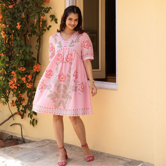 Cotton Dress (Knee length)-R086