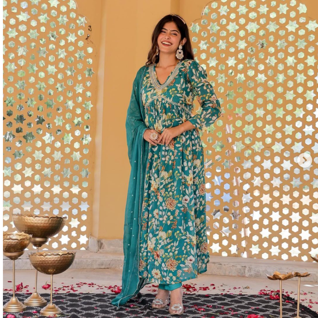 Chinon fabric nyra cut suit- R066